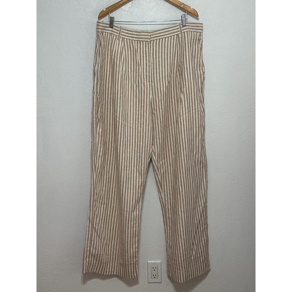 Abercrombie & Fitch Cream and Tan Striped Wide Leg Pants
